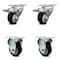 Service Caster 3.5 Inch Black Polyurethane Swivel Top Plate Caster Lock Brake 2 Rigid SCC, 2PK SCC-TTL20S3514-PPUB-BLK-2-R-2 - alternate 1